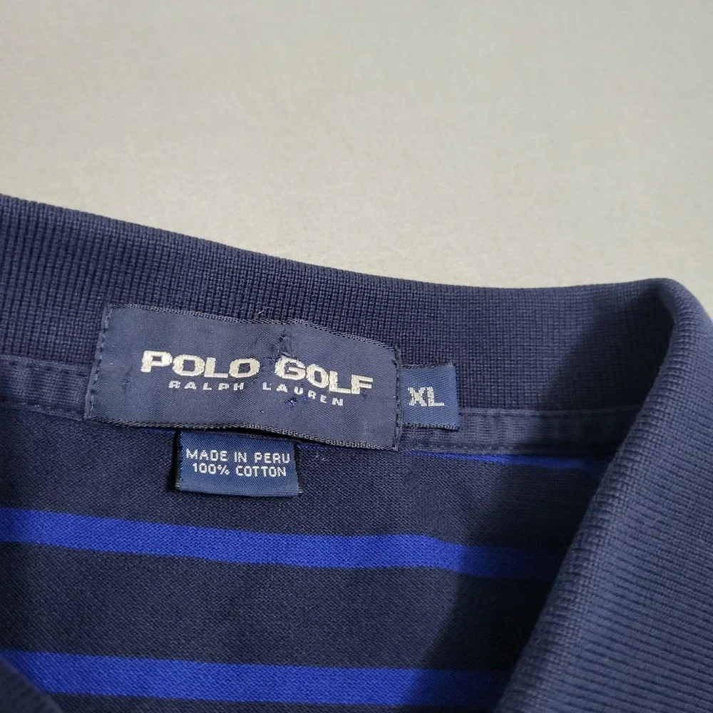 Ralph Lauren Polo Golf Blue Striped Polo Shirt Men's Size XL 100% Cotton